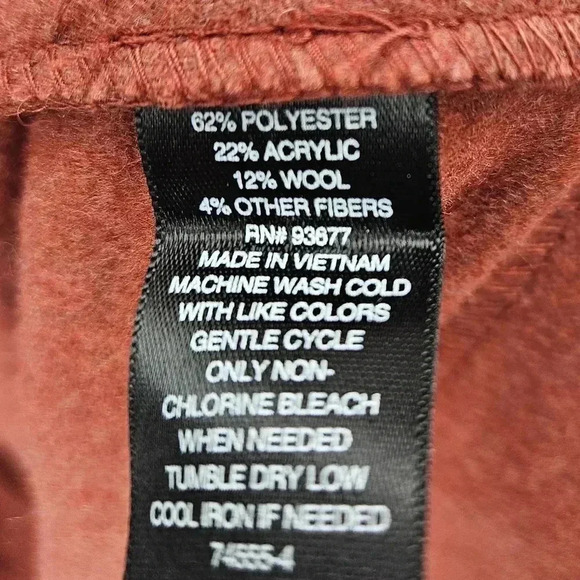 Worthington Long Belted Collared Wool Blend Wrap Jacket Rust Orange - Picture 7 of 8